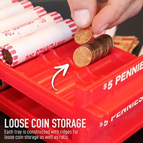 Nadex Pennies Rolled Coin Storage Organizer Bandey Conjunto com cumes para moedas soltas | Ceninhas 4 pacote