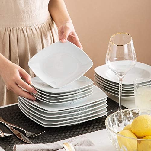 WPYYI 36 peças de porcelana Dinner Set Dinner Sopa Placas de sobremesa definida para 12 pessoas de porcelana saudável e