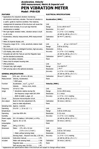 Medidor de vibração eletrônica para monitoramento de vibração industrial junto com o certificado de calibração