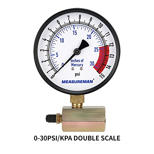 Medição de medição de pressão de gás de aço de 4 Conjunto de testes de pressão de aço, conexão FNPT de 3/4, 0-15psi/0-30Inh2O,