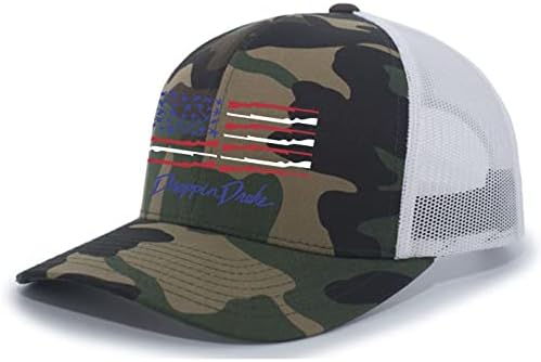 Droppin Drake American Duck Flag Trucker Mesh Snapback Hat Black/American