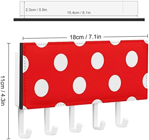 Red Polka White Ladybug Dot Montado por correio montado com 5 ganchos -chave Organizador Rack pendurado para o corredor Decorativo do