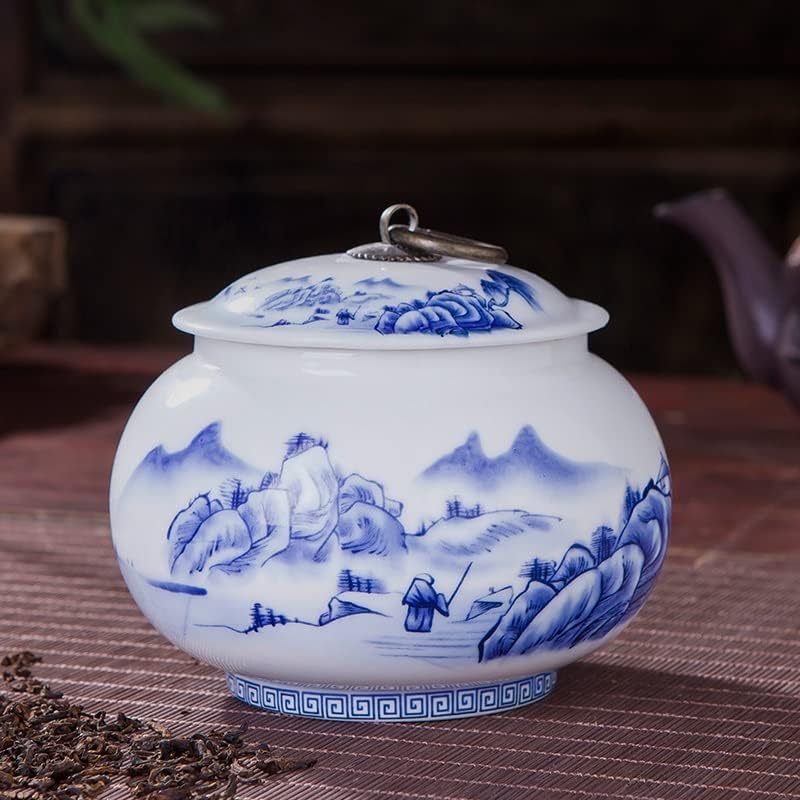 LDCHNH Jingdezhen Porcelana azul e branco Cerâmica de cobre selado anel Jar