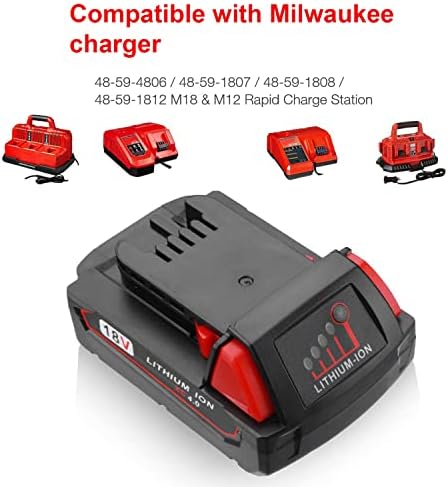 Skyon 18V 4Ah Substituição Bateria compatível com Milwaukee 18V Bateria de lítio XC M-18 48-11-1820 48-11-1850 48-11-1815 48-11-1852