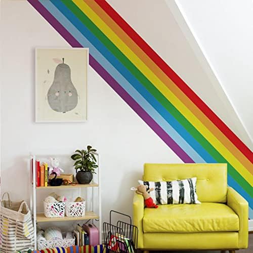Astrkiz colorido corajoso arco -íris adesivos de borda de parede descascam e grudam, decoração de arte de parede de arco -íris de PVC