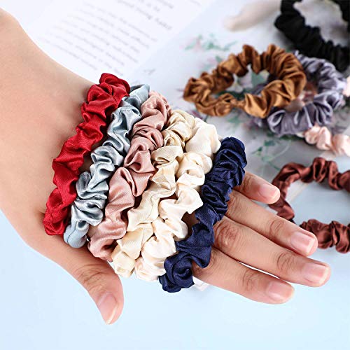 36 peças Silk Hair Scrunchies Elastic de cetim de cetim macio Bandos de cabelos de seda cor de cabelo sólido laços