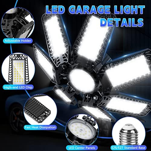 4 pacote de pacote de garagem led 200w, LED LUZ DE TECTO DE LED 20000LM 6500K, iluminação de garagem ultra brilhante