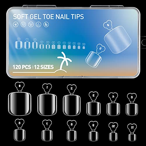 Aoraem Fake Pounds 120pcs gel macio capa completa Dicas de unhas de dedo unhas Clear Pressione as unhas dos pés 12