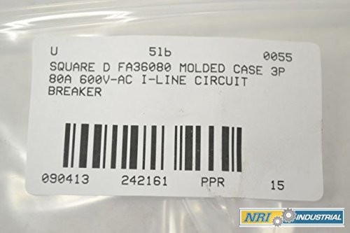 Caso moldado Square D FA36080 3P 80A 600V-AC I-line Disjuntor B242161