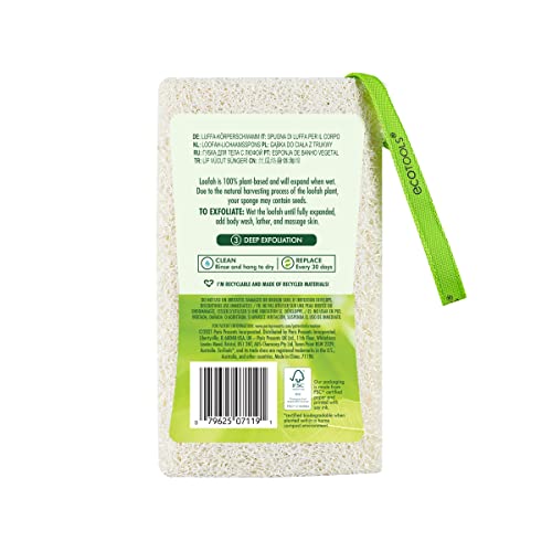 Ecotools Loofah Body Sponge, malha de rede de redes, esfoliante lavador de corpo, para homens e mulheres, esponja