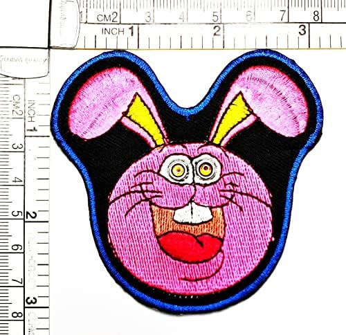 Kleenplus 3pcs. Rabbit Head Smile Face Cartoon Patch Rabbit Animais Bordados Applique artesanal artesanal Baby Girl Girl Mulheres