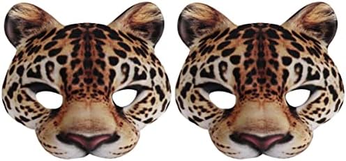 Decoração vintage de Abaodam de 2 Halloween Half Face LEOPARD POP PROP ANIMAL MASCHERADE DO MASCARA DE Máscaras