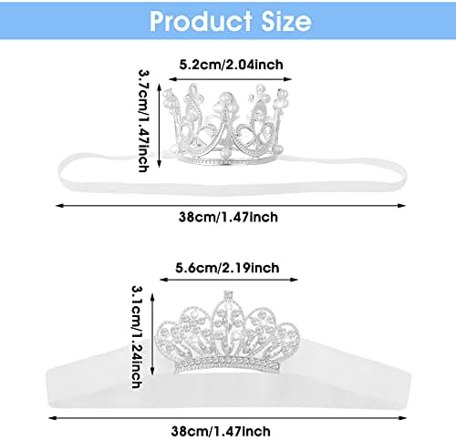 ABEILLO 2 peças Coroa bebê Cristal Princesa Tiaras Recém -nascidos Propções Crianças Cora da faixa elástica da cabeça da