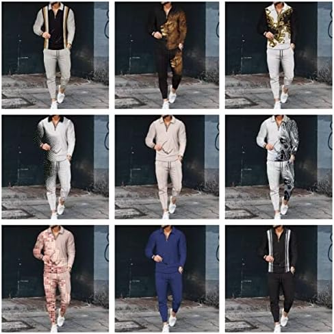 Burwof Men's Polo Track Suit define roupas de manga longa massactos de 2 peças de maiúsculas de maiús