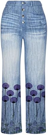 Calça de jeans reta de perna reta feminina calça elástica de cintura alta calça de jeans de jea