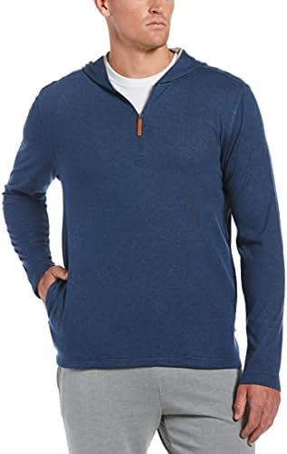 Cubavera Men 1/4 Zip Heather Knit Hoodie Jaqueta