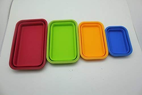 Navegando elegante lancheira/recipiente de silicone dobrável, recipientes super convenientes de armazenamento de alimentos empilháveis,