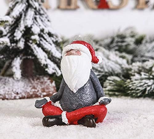 Novo Natal Yoga Gnome Figure Zen Buda Meditação Papai Noel Gnome estátua Estátua de Natal Decoração sazonal Decoração colecionável