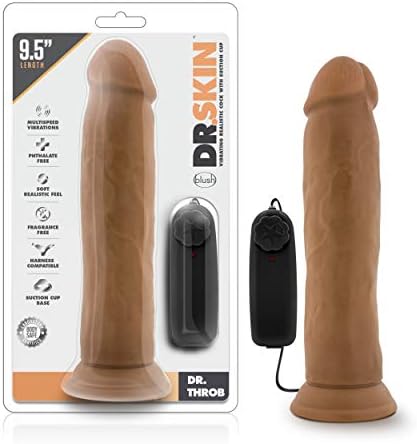 Blush Dr. Skin 9,5 polegadas Vibrador vibratório realista com copo de sucção, brinquedo sexual para mulheres, brinquedo sexual para
