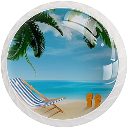 TBOUOBT 12 botões de gaveta de embalagem, maçanetas de armário de vidro Pulls Pull, Summer Beach Ocean Coconut Palm Tropical