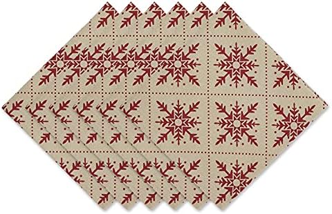 DII Holiday Nordic Dining Kitchen & Table Décor Collection, Napkin Set, 20x20, estampa de flocos de neve escandinavos,