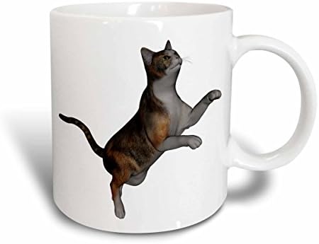 3drose jumping calico gato caneca, 11 oz, cerâmica
