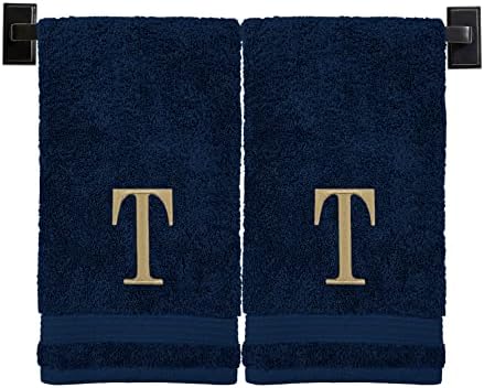 Toalhas de luxo personalizadas Monograma Hand Toalhas - Conjunto de 2 - Certificado Genuine Turkish Algodão - Oeko -Tex - Monograma