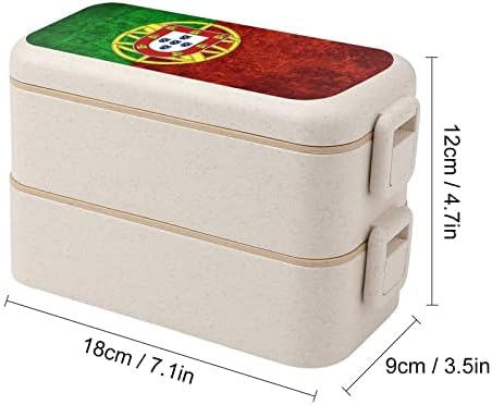 Bandeira portuguesa vintage dupla empilhável bento lancheira moderna recipiente bento com utensílio