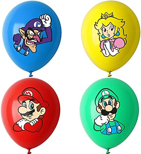 Rekcopu Brothers Super Balloons, Balões de festa de látex com irmãos O tema Festas de festa, 48pcs Brothers Latex Balloons