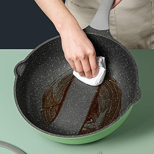 EODNSOFN Premium antiaderente Wok Green Series wok com tampa, 30/32cm, alça resistente ao calor, tipo de indução, material