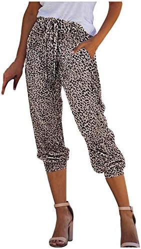 Gaozhen cintura de bolso elástico Leopardo/Snake Pants Workout Lounge Sortpants Sortel