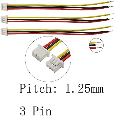 Fiação do circuito JST 1,25mm Plugue único Conector de cabo eletrônico Comprimento de 10cm 20cm