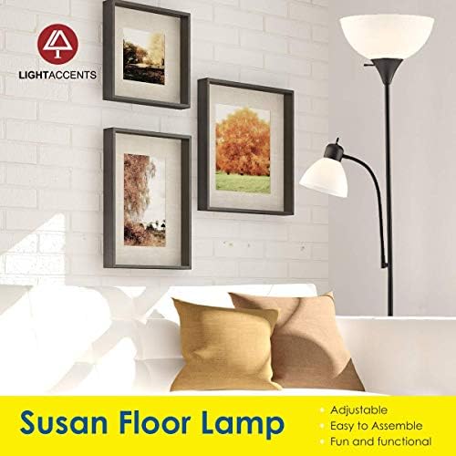 LightAccents Susan Floor Lamp com carregamento USB Pacote de lâmpada de mesa LED