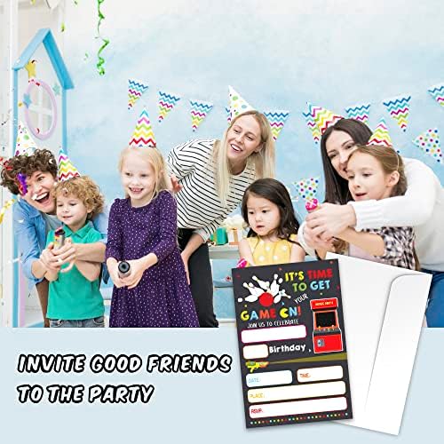 Zodvery Bowling Birthday Party Invitations Cards - Arcade Bowling Party Supplies for Kids, Boys ou Girls - 20 Preencher convites