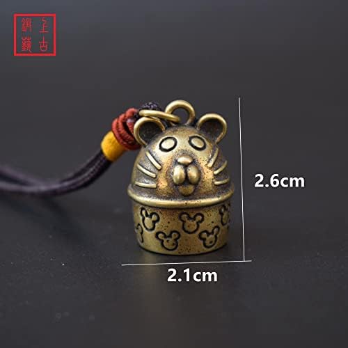 Meiheni 2,6cm de brass zodíaco ágil pingente de rato, metal mini mouse bell estátua de artesanato de artesanato de teclado pingente