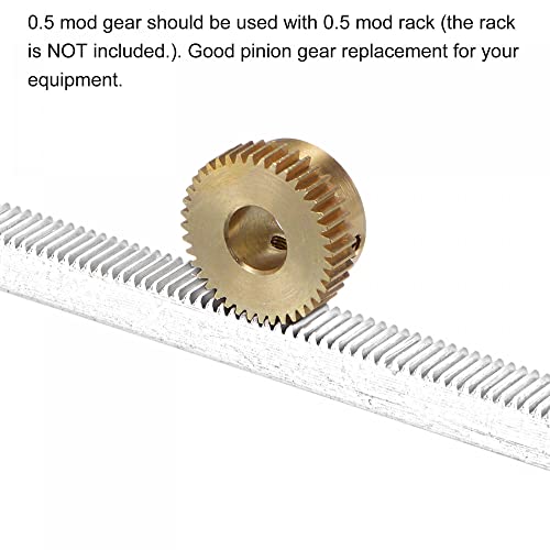 Conjunto de engrenagem de pinhão uxcell, engrenagem de esporão reta de rack de latão com etapa, 0,5 mod 25t 4mm furo 13,5 mm DIA