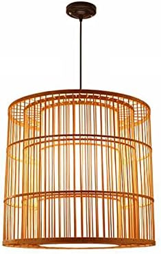 Lustres de LED, Boho Wicker Light Light Light Freeltle Bamboo Rattan Luzes pendentes naturais, tonalidade de vime Handmade