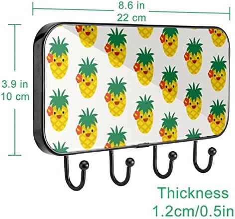 Abacaxi frutas ananas padronizado de face mancheing rack rack de parede de parede, cacau de entrada com 4 enganche para