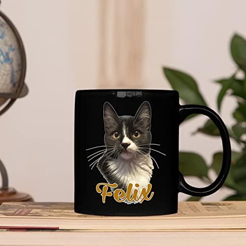 Presente de copo de caneca de smoking de smoking personalizado, smoking de smoking gato de café preto copo de 11