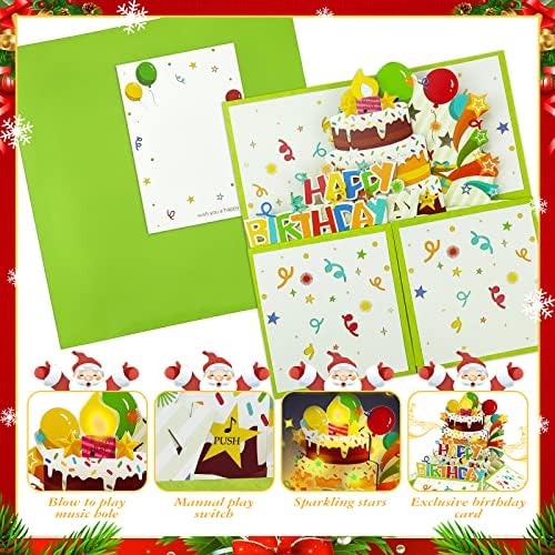 Cartão de aniversário dtesl 3d pop up com luz e música, cartões de aniversário para mulheres, cartões artesanais de aniversário