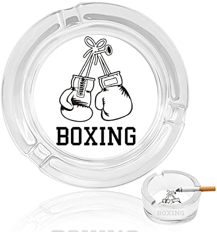 Luvas de boxe Cristal Crystray Cigarettes e Charutos Bandejas de cinzas Caixa redonda de vidro Decoração ao ar livre