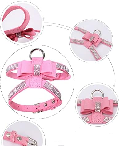 Fashion Puppy Arness Bling Shinestone Pet Dog Colet com Bowknot