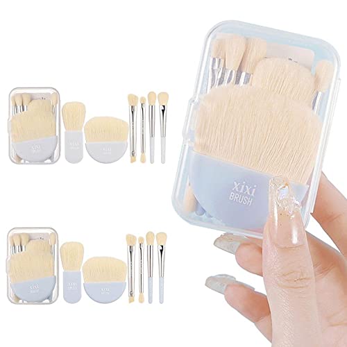 6pcs mini pincéis de maquiagem de viagem, kit de escovas de cosméticos portáteis com caixa, ferramenta de escova de