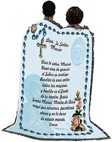 Pure Country Weavers Hail Mary Oração com Rosário Bobagem Espanhol - Ave Maria - Gita Religiosa Tapestry Tapete Tecido