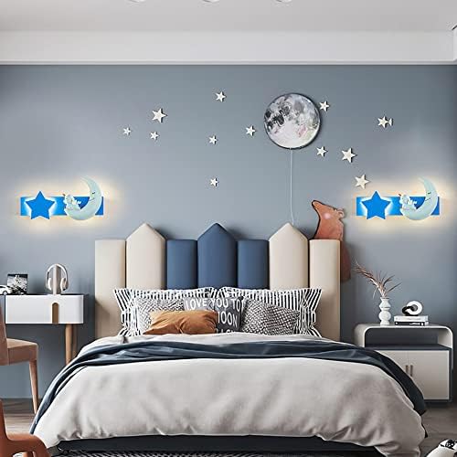 A iluminação de parede de parede LED de desenho animado Blue Children's Children's Wall Lamp 8W Luz de lavagem de parede interna,