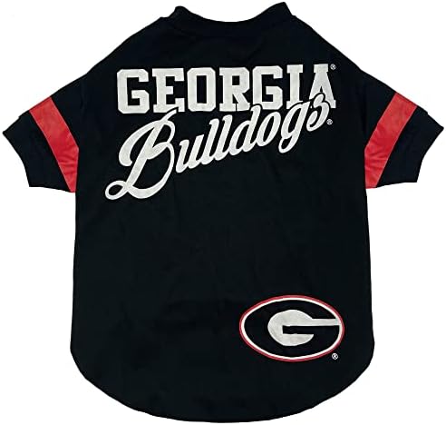 T-shirt da NCAA Georgia Bulldogs para cães e gatos, grande. Camisa de cães de futebol/basquete para fãs da equipe da NCAA da faculdade.