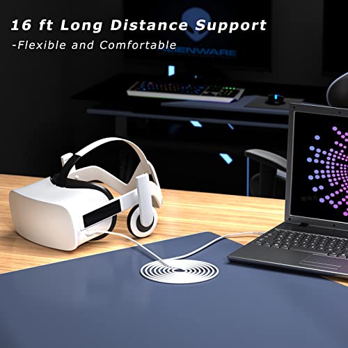 Cabo de link de 16 pés UIREVC compatível com Meta Quest 2, cabo VR VR de alta velocidade para o cabo Link Oculus Quest 2, USB 3.0