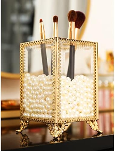 WJCCY Golden Glass Cosmetic Brush Organizer Box Maquia