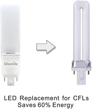 Silverlite [plug & play] 5W Bulbo PL LED G23 Base de 2 pinos, equivalente a 13W CFL, 500lm, branco quente, acionado por 120-277V
