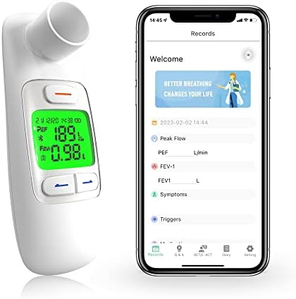 Medidor de fluxo de pico de Nascool com Spirômetro de App Bluetooth para asma Monitor da ASMA PEF FEV1 Home Medical 300 Registros